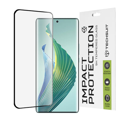 Techsuit schermbeschermfolie voor Honor Magic5 Lite, gehard glas, full glue, 111D, zwart