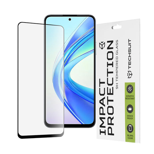 Techsuit schermbeschermfolie voor Honor X7b 5G / 90 Smart / X7b 4G, gehard glas, full glue, 111D, zwart