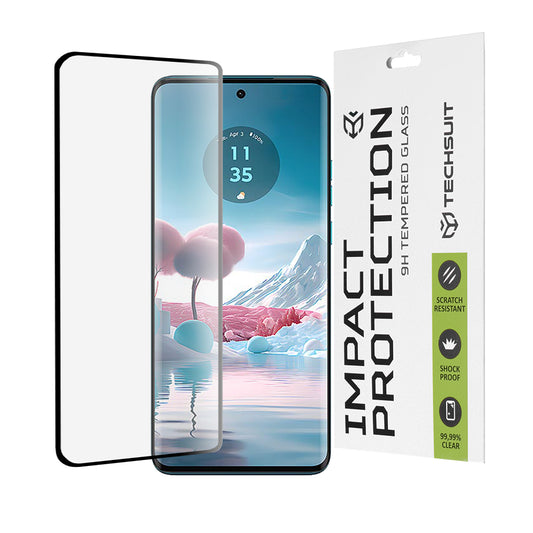 Techsuit schermbeschermfolie voor Motorola Edge 40 Neo, gehard glas, full glue, 111D, zwart