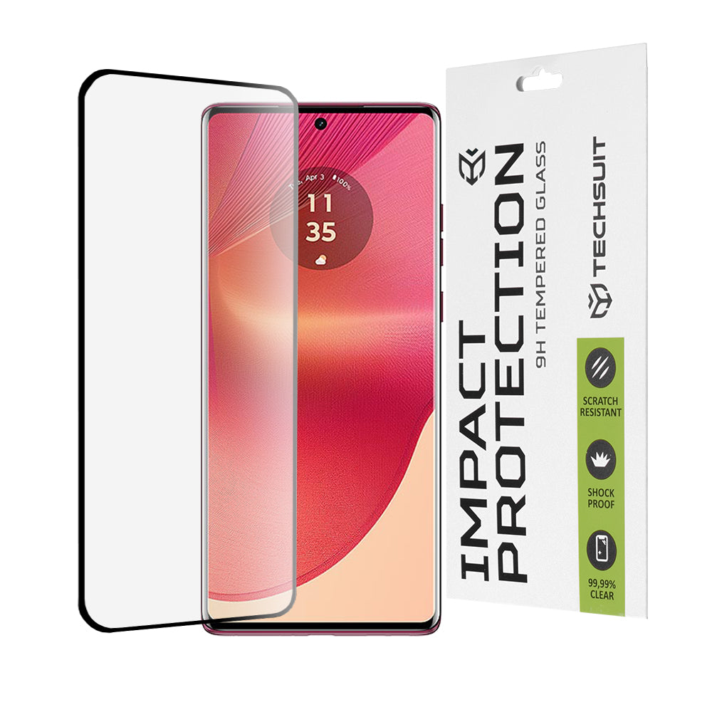 Film de protection d'écran Techsuit pour Motorola Edge 50 Fusion, Verre trempé, Full Glue, 111D, Noir