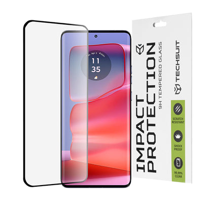 Film de protection d'écran Techsuit pour Motorola Edge 50 Pro, Verre trempé, Full Glue, 111D, Noir