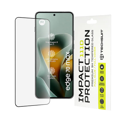 Techsuit Displayschutzfolie für Motorola Edge 70 Max, gehärtetes Glas, Full Glue, 111D, Schwarz