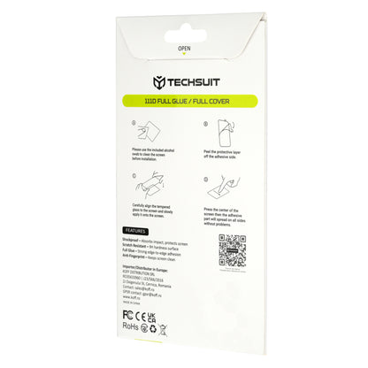 Techsuit Displayschutzfolie für Motorola Edge 70 Max, gehärtetes Glas, Full Glue, 111D, Schwarz