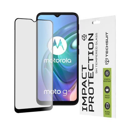 Techsuit schermbeschermfolie voor Motorola Moto G30 / G20 / G10 / E7 Plus / G9 Play, gehard glas, full glue, 111D, zwart