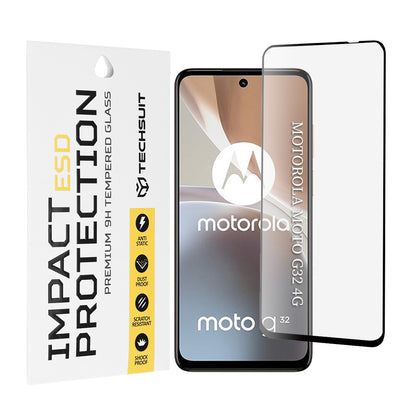 Film de protection d'écran Techsuit pour Motorola Moto G32, Verre Trempé, Full Glue, Noir