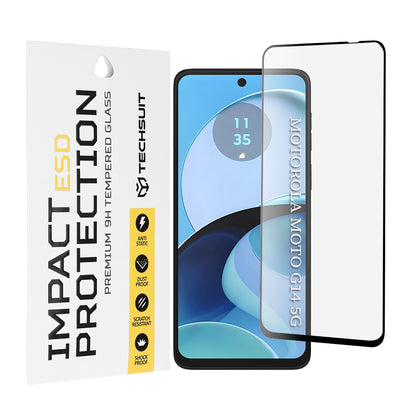 Film de protection d'écran Techsuit pour Motorola Moto G64 / G54 Power Edition / G14 / G54, Verre trempé, Collage intégral, Noir