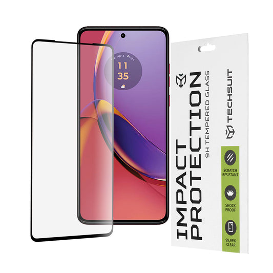 Techsuit schermbeschermfolie voor Motorola Moto G84, gehard glas, full glue, 111D, zwart