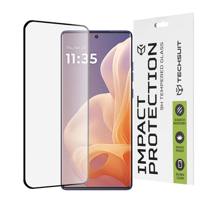 Techsuit Displayschutzfolie für Motorola Moto G85, gehärtetes Glas, Full Glue, 111D, Schwarz