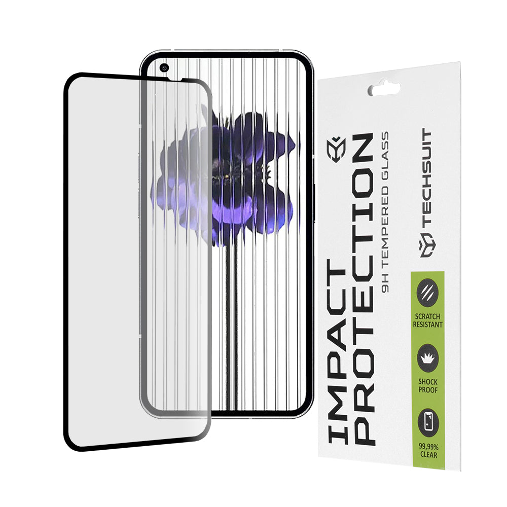 Film de protection d'écran Techsuit pour Nothing Phone (1), Verre trempé, Full Glue, 111D, Noir