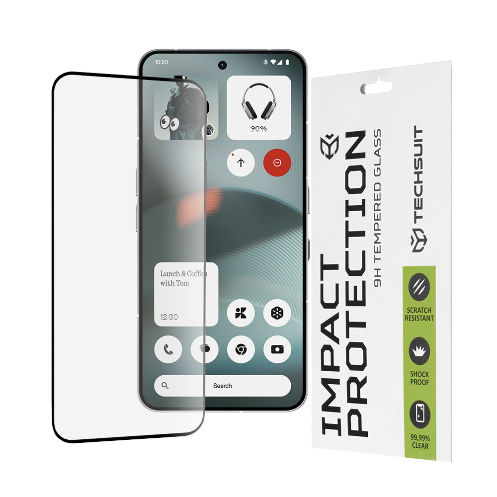 Techsuit Screen Protector Film for Nothing Phone (3), Tempered Glass, Full Glue, 111D, Black