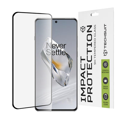Techsuit Displayschutzfolie für OnePlus 12, gehärtetes Glas, Full Glue, 111D, Schwarz