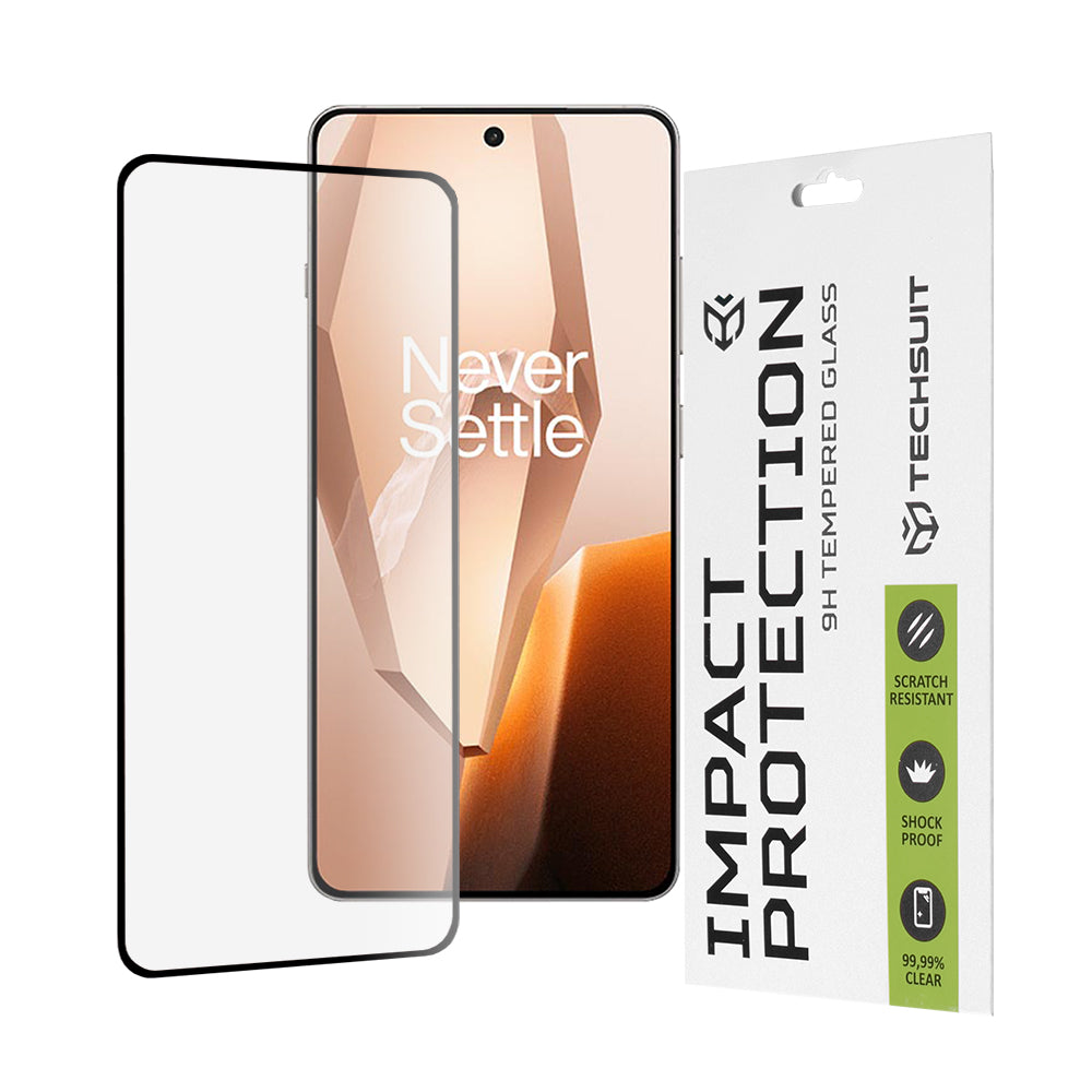 Techsuit schermbeschermfolie voor OnePlus 13R, gehard glas, full glue, 111D, zwart