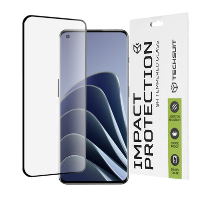Techsuit Displayschutzfolie für OnePlus Ace 2 Pro / Ace 2 / 11R / 11 / 10 Pro, gehärtetes Glas, Full Glue, 111D, Schwarz