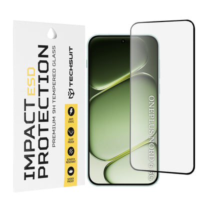 Film de protection d'écran Techsuit pour OnePlus Nord 6, Verre trempé, Full Glue, Noir