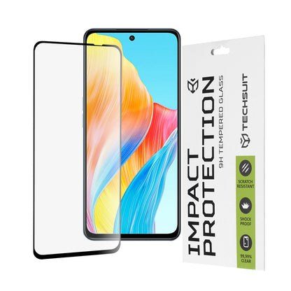 Film de protection d'écran Techsuit pour OnePlus Nord N30 SE / Oppo A79 / A98 / A58 4G, Verre trempé, Full Glue, 111D, Noir