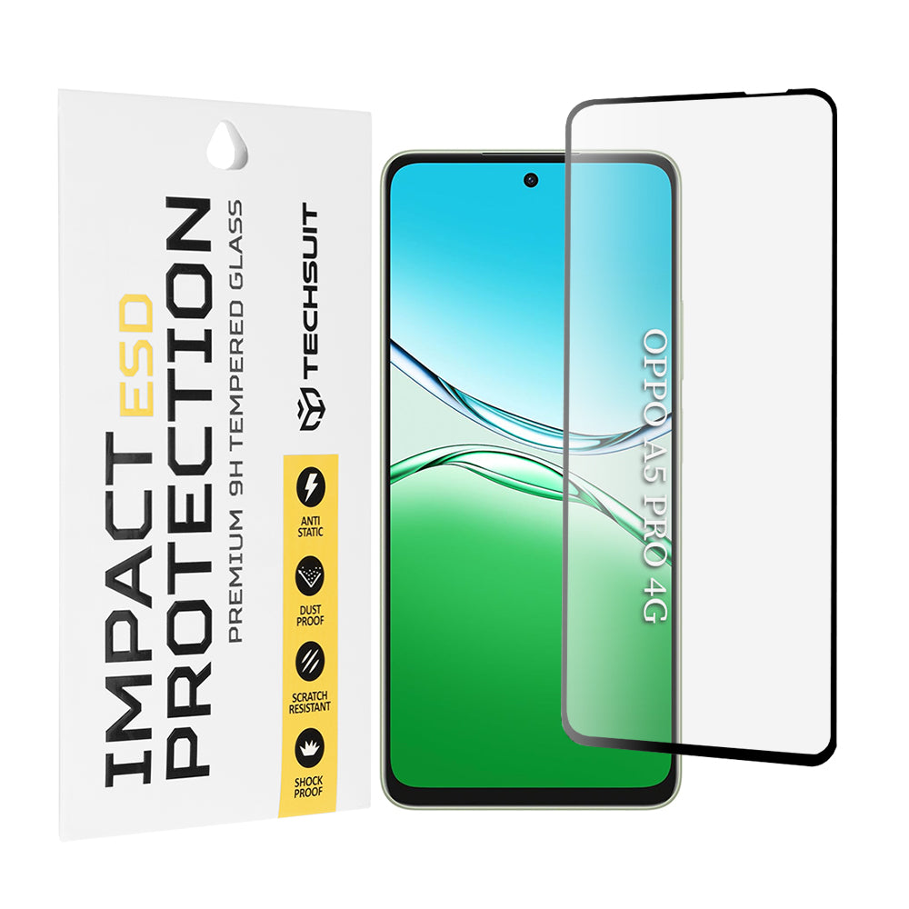 Techsuit schermbeschermfolie voor Oppo A5 Pro 4G / A5 Pro, gehard glas, full glue, zwart