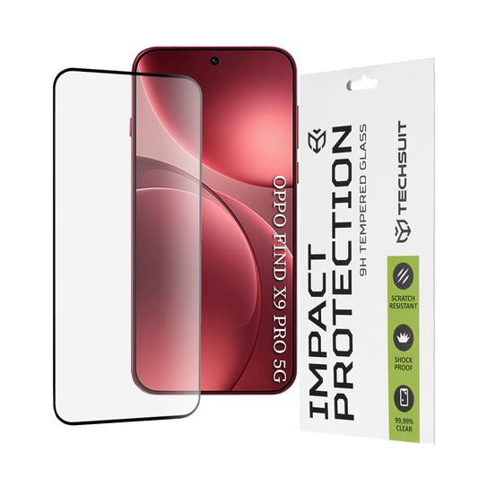 Beschermfolie Techsuit Scherm voor Oppo Find X9 Pro, Gehard Glas, Volledige Lijm, 111D, Zwart