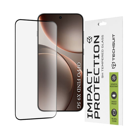 Beschermfolie Techsuit Scherm voor Oppo Find X9, Gehard Glas, Volledige Lijm, 111D, Zwart
