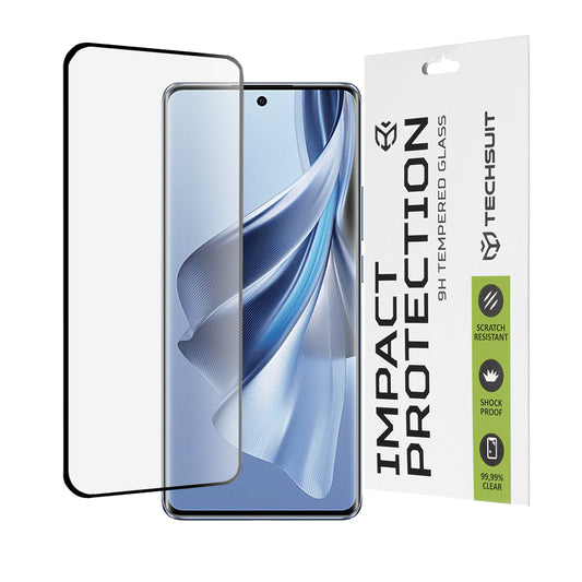 Techsuit schermbeschermfolie voor Oppo Reno10, gehard glas, full glue, 111D, zwart