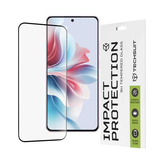 Techsuit schermbeschermfolie voor Oppo Reno11 F, gehard glas, full glue, 111D, zwart