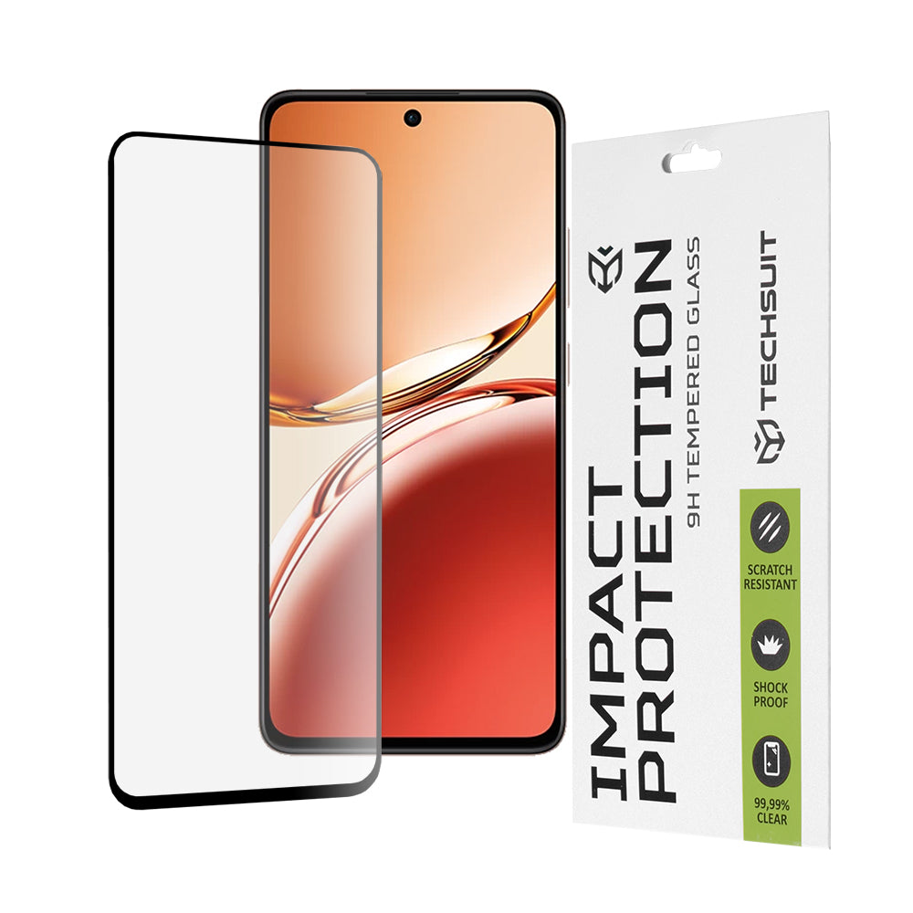 Techsuit schermbeschermfolie voor Oppo Reno12 FS 5G / Reno12 FS 4G / Reno12 F 4G / Reno12 F, gehard glas, full glue, 111D, zwart