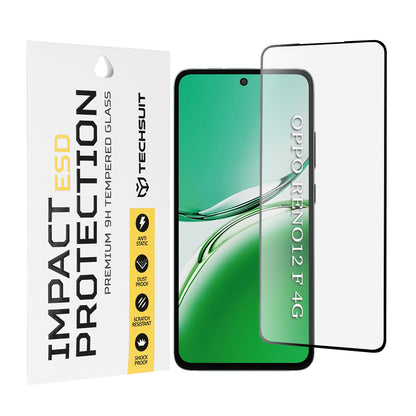 Techsuit schermbeschermfolie voor Oppo Reno12 FS 5G / Reno12 FS 4G / Reno12 F 4G / Reno12 F, gehard glas, full glue, zwart