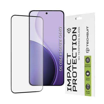Techsuit schermbeschermfolie voor Oppo Reno14 Pro, gehard glas, full glue, 111D, zwart