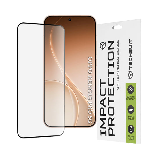 Film de protection d'écran Techsuit pour Oppo Reno15 Pro, Verre Trempé, Full Glue, 111D, Noir