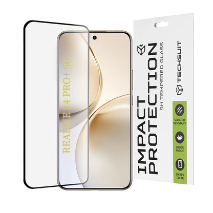 Techsuit Displayschutzfolie für Realme 14 Pro+, gehärtetes Glas, Full Glue, 111D, Schwarz