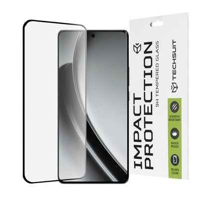 Techsuit Displayschutzfolie für Realme GT 6T / GT 6, gehärtetes Glas, Full Glue, 111D, Schwarz