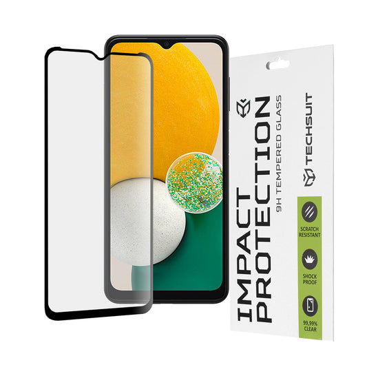 Film de protection d'écran Techsuit pour Samsung Galaxy A04 A045 / A04s A047 / A13 5G A136, Verre trempé, Full Glue, 111D, Noir