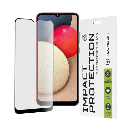 Techsuit Screen Protector Film for Samsung Galaxy A04e A042 / M04 M045 / A03 A035 / A03 Core A032, Tempered Glass, Full Glue, 111D, Black
