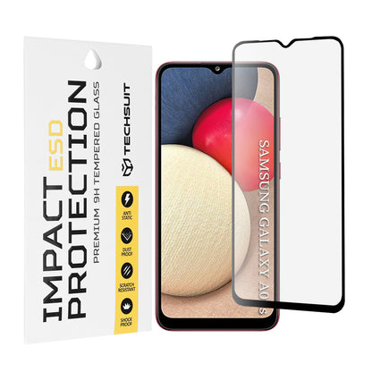Techsuit schermbeschermfolie voor Samsung Galaxy A04e A042 / M04 M045 / A03 A035 / A03 Core A032, gehard glas, full glue, zwart