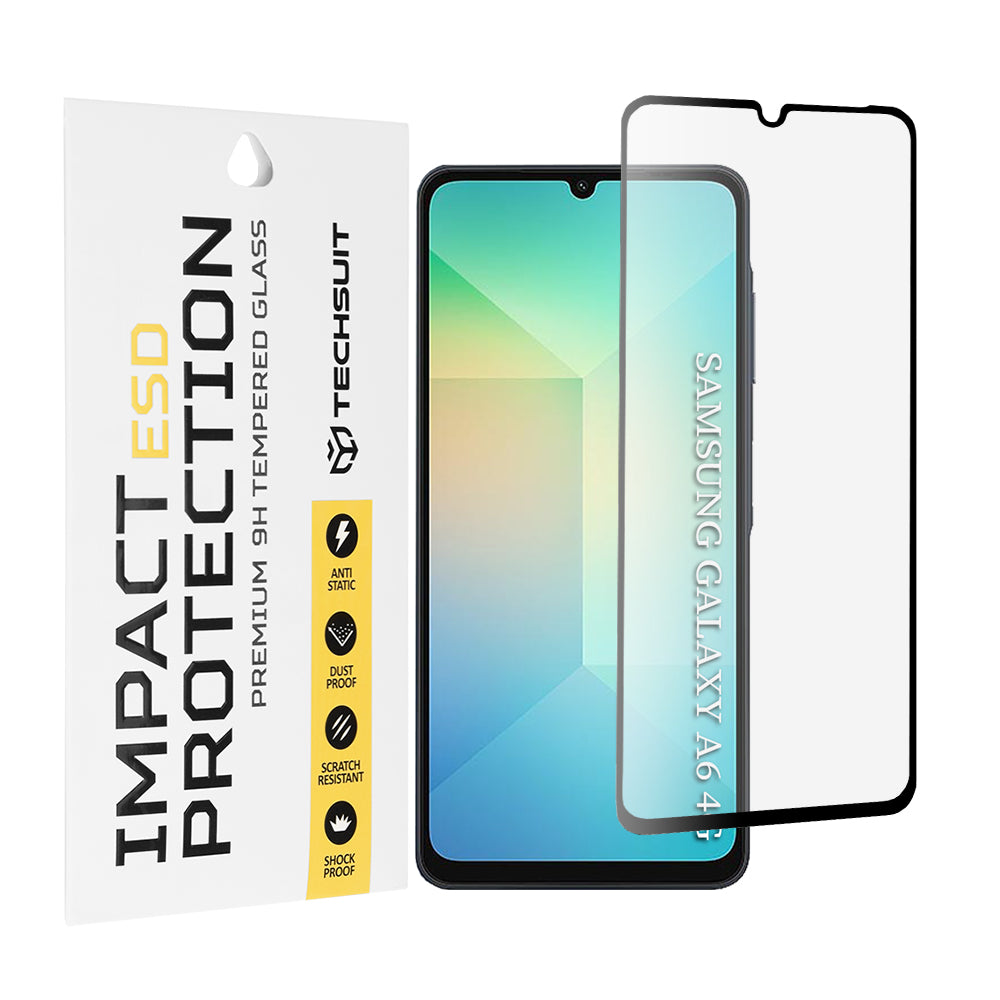 Film de protection d'écran Techsuit pour Samsung Galaxy A06 A065, Verre trempé, Full Glue, Noir