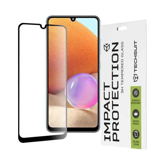 Techsuit schermbeschermfolie voor Samsung Galaxy A33 5G A336 / A32 A325, gehard glas, full glue, 111D, zwart