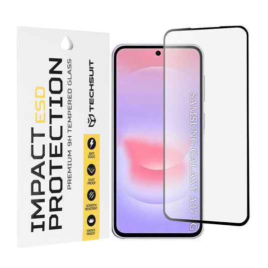 Film de protection d'écran Techsuit pour Samsung Galaxy A37 5G, Verre Trempé, Full Glue, Noir