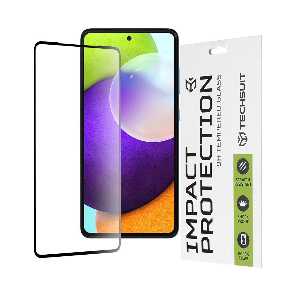 Techsuit Displayschutzfolie für Samsung Galaxy A52s 5G A528 / A52 5G A526 / A52 A525, gehärtetes Glas, Full Glue, 111D, Schwarz