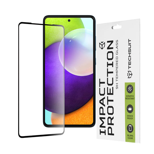 Techsuit schermbeschermfolie voor Samsung Galaxy A52s 5G A528 / A52 5G A526 / A52 A525, gehard glas, full glue, 111D, zwart