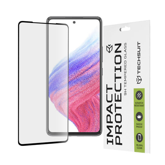 Techsuit schermbeschermfolie voor Samsung Galaxy A53 5G A536, gehard glas, full glue, 111D, zwart