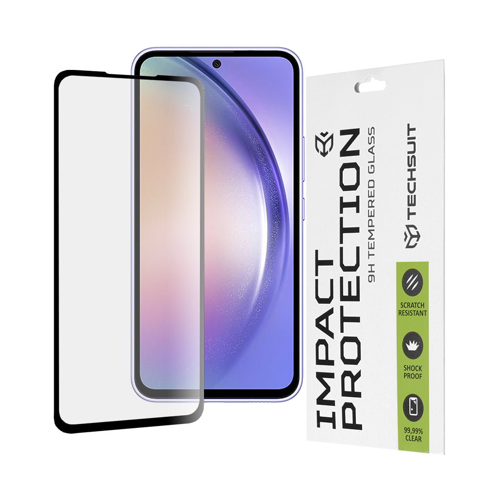 Film de protection d'écran Techsuit pour Samsung Galaxy A54 A546, Verre Trempé, Full Glue, 111D, Noir