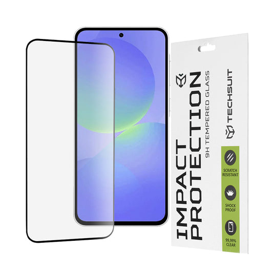 Techsuit schermbeschermfolie voor Samsung Galaxy A56 A566 / A36 A366, gehard glas, full glue, 111D, zwart