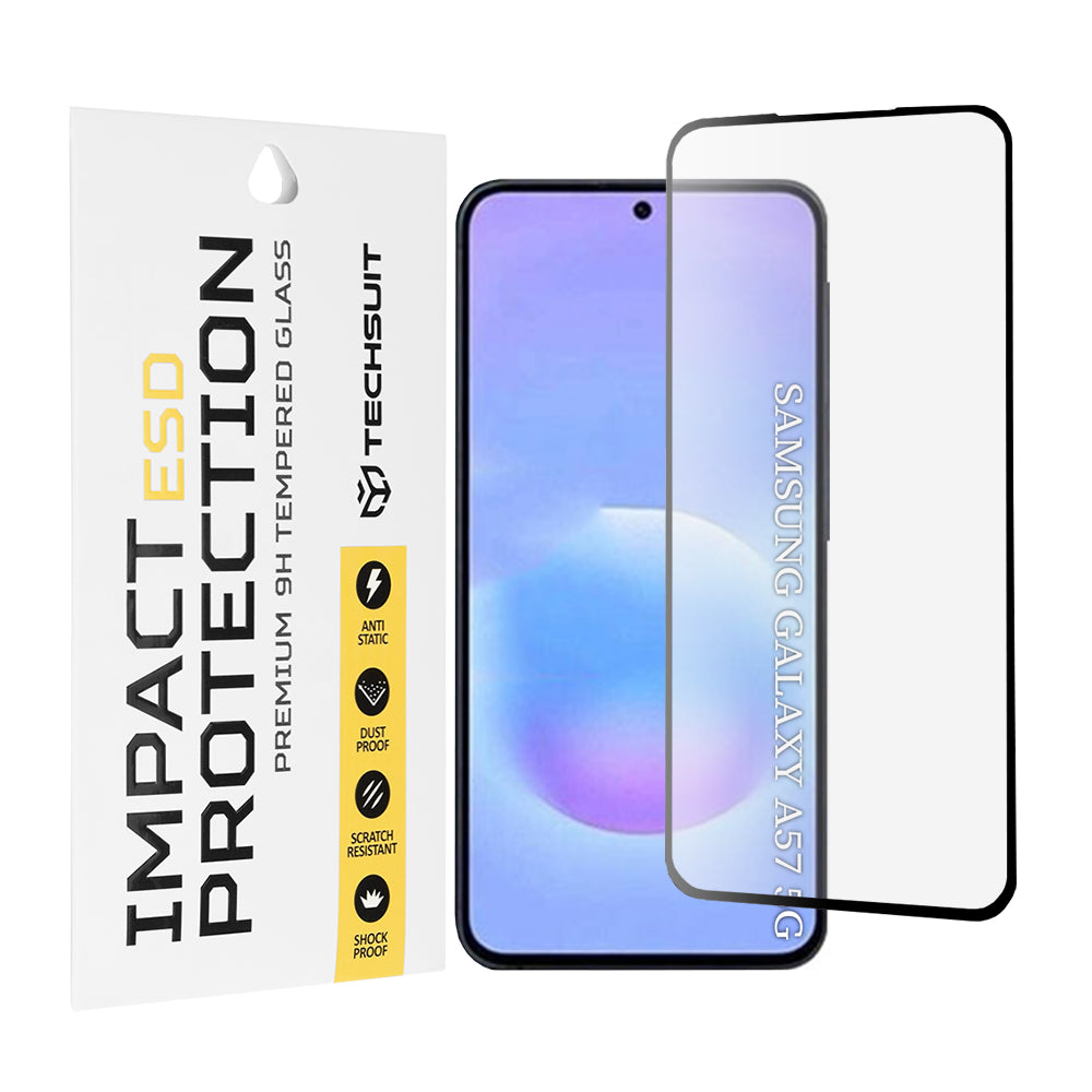 Film de protection d'écran Techsuit pour Samsung Galaxy A57 5G, Verre Trempé, Full Glue, Noir