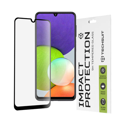 Film de protection d'écran Techsuit pour Samsung Galaxy M22 M225 / A22 A225, Verre Trempé, Full Glue, 111D, Noir
