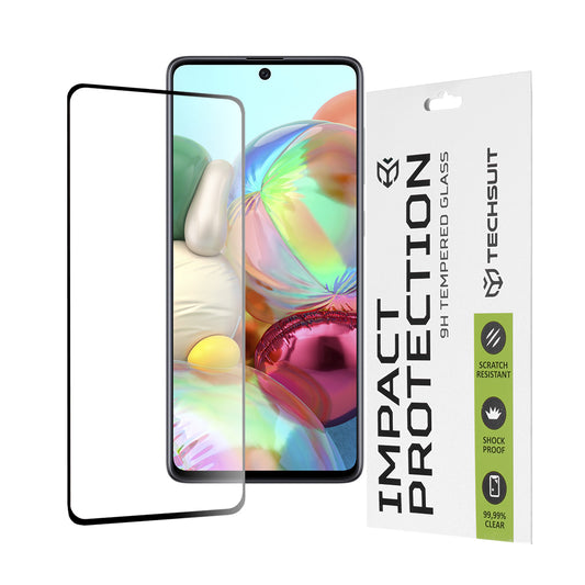 Techsuit schermbeschermfolie voor Samsung Galaxy M51 M515 / A71 5G A716 / Note10 Lite N770, gehard glas, full glue, 111D, zwart