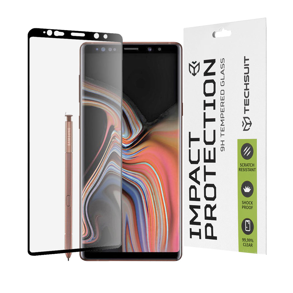 Techsuit Displayschutzfolie für Samsung Galaxy Note 9 N960, gehärtetes Glas, Full Glue, 111D, Schwarz