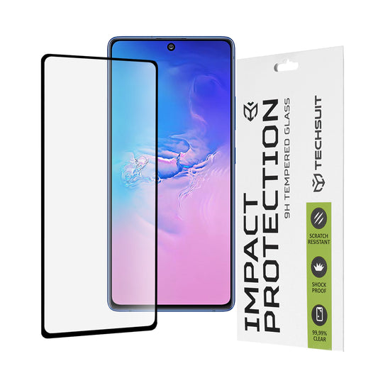 Film de protection d'écran Techsuit pour Samsung Galaxy S10 Lite G770, Verre Trempé, Full Glue, 111D, Noir