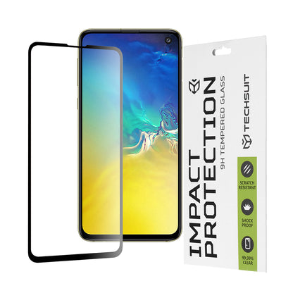 Techsuit Displayschutzfolie für Samsung Galaxy S10e G970, gehärtetes Glas, Full Glue, 111D, Schwarz