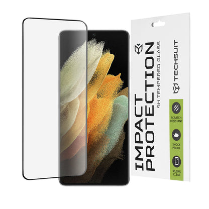 Techsuit schermbeschermfolie voor Samsung Galaxy S21 Ultra 5G G998, gehard glas, full glue, 111D, zwart