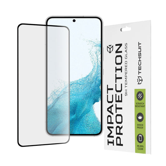 Techsuit schermbeschermfolie voor Samsung Galaxy S23 S911 / S22 5G S901, gehard glas, full glue, 111D, zwart
