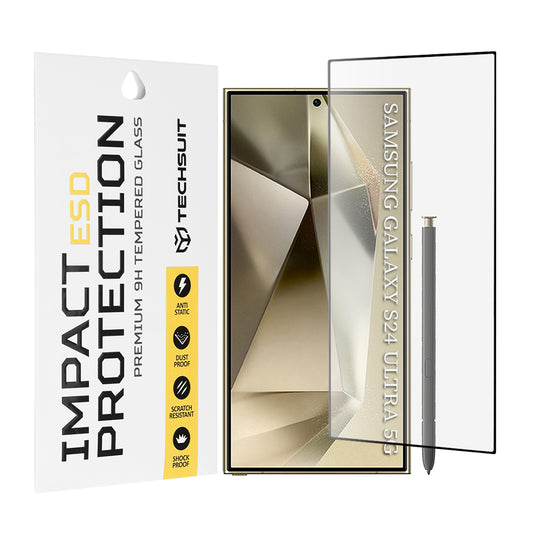 Film de protection d'écran Techsuit pour Samsung Galaxy S24 Ultra S928, Verre trempé, Full Glue, Noir